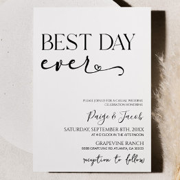 Small Best Day Ever Elegant Minimalist Casual Wedding Invitation Front View