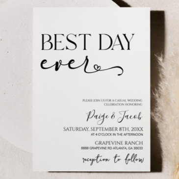 best day ever elegant minimalist casual wedding invitation