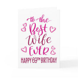 Small Best Wife Ever 69th Birthday Typography In Pink Invitations Front View