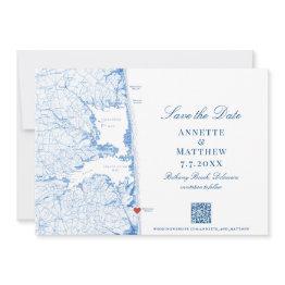 Small Bethany Beach De Map Photo Qr Code Wedding Save The Date Front View