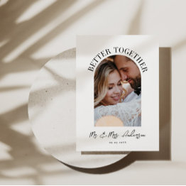 Small Better Together Arch Photo Wedding Announcement Front View
