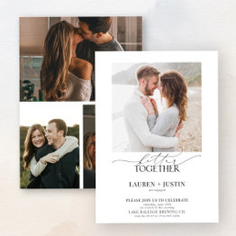 Small Better Together Modern 4 Photo Engagement Party Invitation Front View