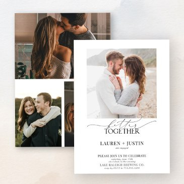 better together modern 4 photo engagement party invitation