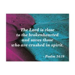 Small Bible Verse Postinvitations Psalm 34:18 Brokenhearted Front View