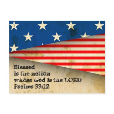 bible verse psalms 33:12 vintage usa flag postinvitations