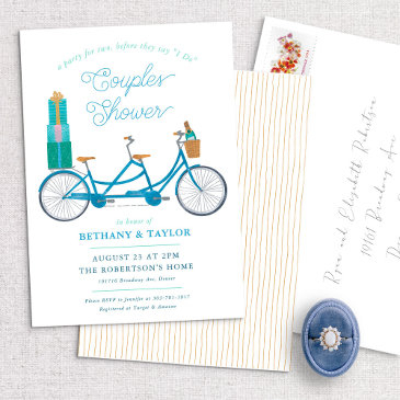 bicycle for two couples bridal shower invitation