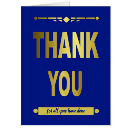 Small Big Thank You Appreciation Blue Typography Invitations Front View