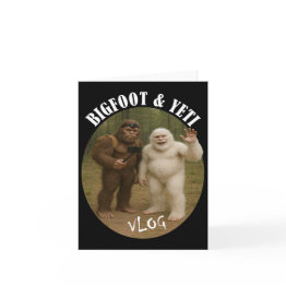 Small Bigfoot And Friend Vlog Funny Camping Hiking Selfi Invitations Front View