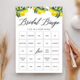 Small Bingo Game Invitations Lemon Bridal Shower Theme Front View