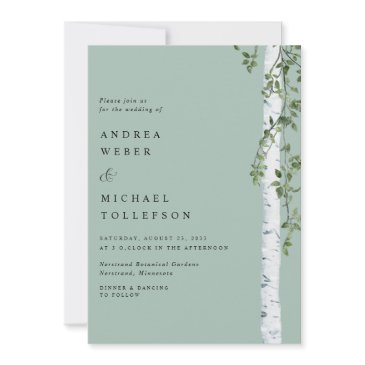 birch tree aspen greenery sage wedding invitation
