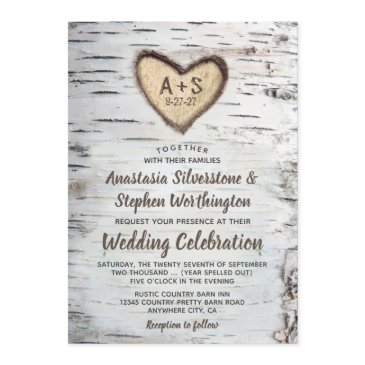 birch tree bark rustic country wedding invitations