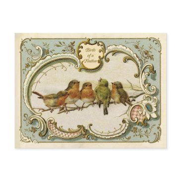 birds of a feather vintage reproduction postinvitations
