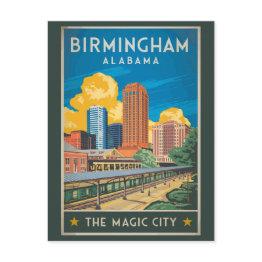 Small Birmingham Alabama Travel Art Vintage Postinvitations Front View