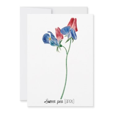 birth date flower sweet pea (april) note invitations