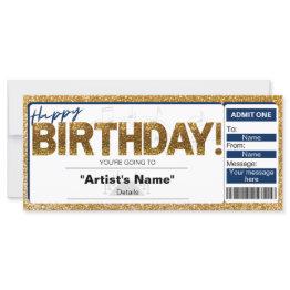 Small Birthday Concert Ticket Invitation Front View