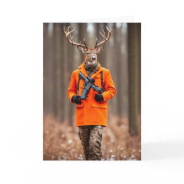 Small Birthday Deer Hunter With Rifle Invitations Front View