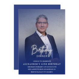 Small Birthday Dinner 62nd Birthday Invitation Photo Men Front View