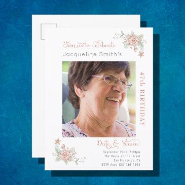 birthday floral photo invitation postinvitations