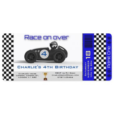 birthday invitation racing car theme personalized