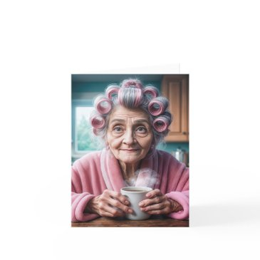 birthday old lady in pink curlers invitations