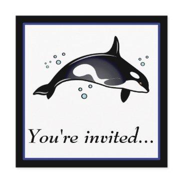 birthday party invitation with orca whale