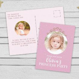Small Birthday Party Pink Photo Princess Simple Cute Postinvitations Front View