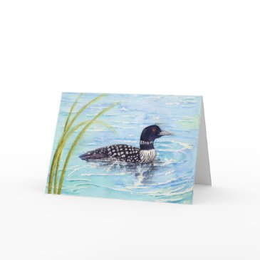 birthday wildlife loon blue waters relax enjoy invitations