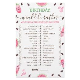 Small Birthday Would He Rather Editable Game Watermelon Front View