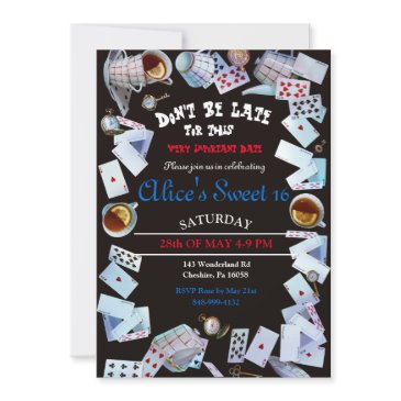black alice in wonderland tea party invitations