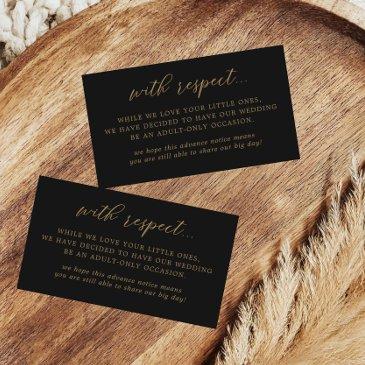 black and gold adult only wedding enclosure invitations
