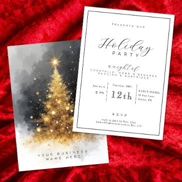 black and gold business holiday party invitation
