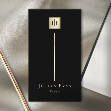 black and gold elegant luxe monogram business invitations