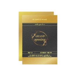 Small Black And Gold Logo Grand Opening Invitation Front View