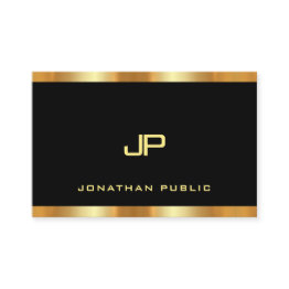 Small Black And Gold Modern Monogram Template Luxury Business Invitations Front View
