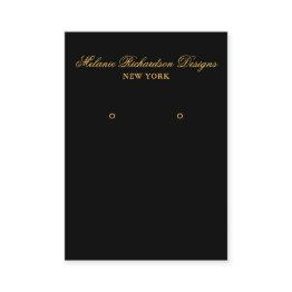 Small Black And Gold Script Earring Display Invitations Front View