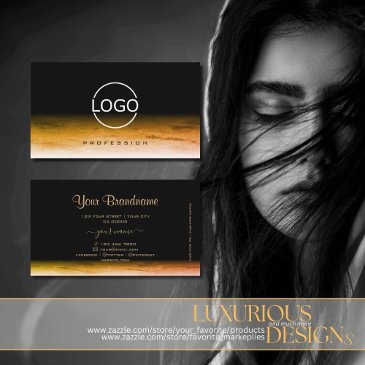 black and orange marble pattern with logo modern business invitations