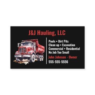 black and red dump truck business invitations