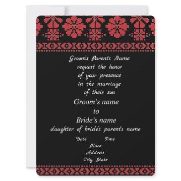 black and red tatreez wedding invitation
