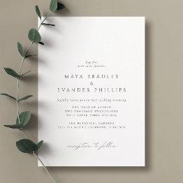 Small Black And White | Airy Minimalist Classic Wedding Invitation Front View
