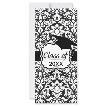 black and white damask flourish graduation
