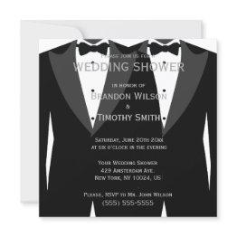 Small Black And White Gay Wedding Shower Invitations Front View
