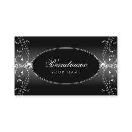 Small Black And White Ornate Sparkling Diamonds Stylish Business Invitations Front View