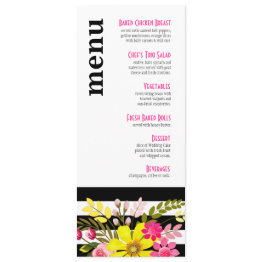 Small Black And White Striped Flowers Menu Front View