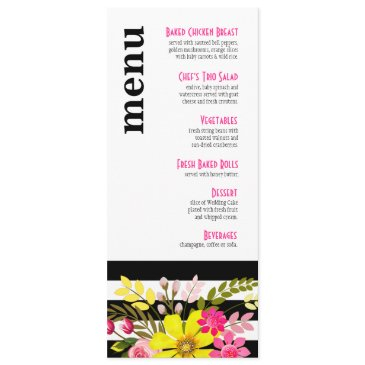 black and white striped flowers menu