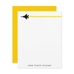 Small Black And Yellow F-15 Personal Stationery Note Invitations Front View