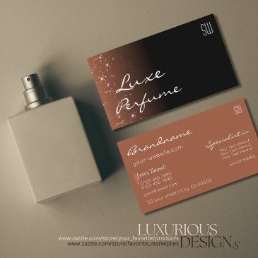 black beige brown chic glitter stars with monogram business invitations