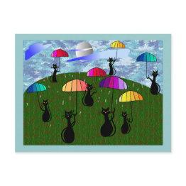 Small Black Cat Lovers Art Gifts Postinvitations Front View