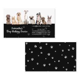 Small Black Cute Paws Watercolor Dogs Business Invitations Front View