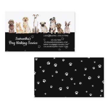 black cute paws watercolor dogs business invitations