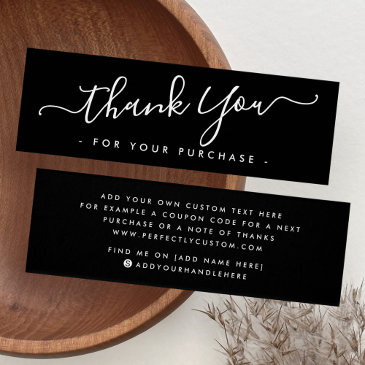 black elegant business thank you insert card